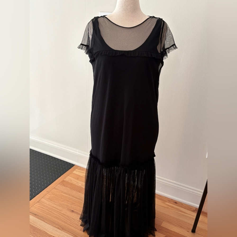 Zara Black Mesh Overlay Dress